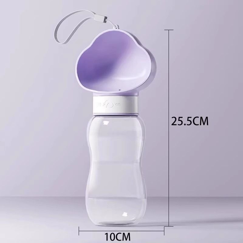 600ml Portable Pet Outdoor Water Cup, Leak-Proof Travel Water Dispenser - Purple