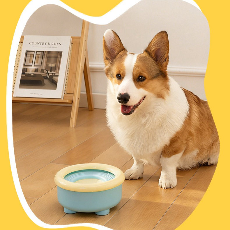 Anti-Splash Floating Pet Water Bowl, 1500ml Large Capacity, Tip-Proof and Chin-Dry Design - Blue