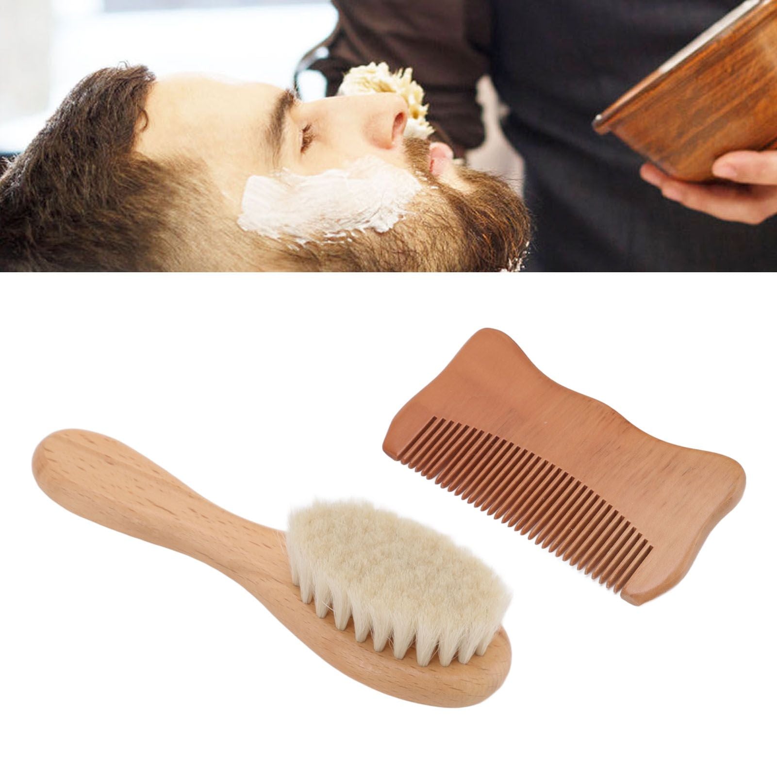 Wooden Baby Hair Brush Comb Set Baby Bathing Wood Comb Wool Brush Men Oil Head Style Beard Brush