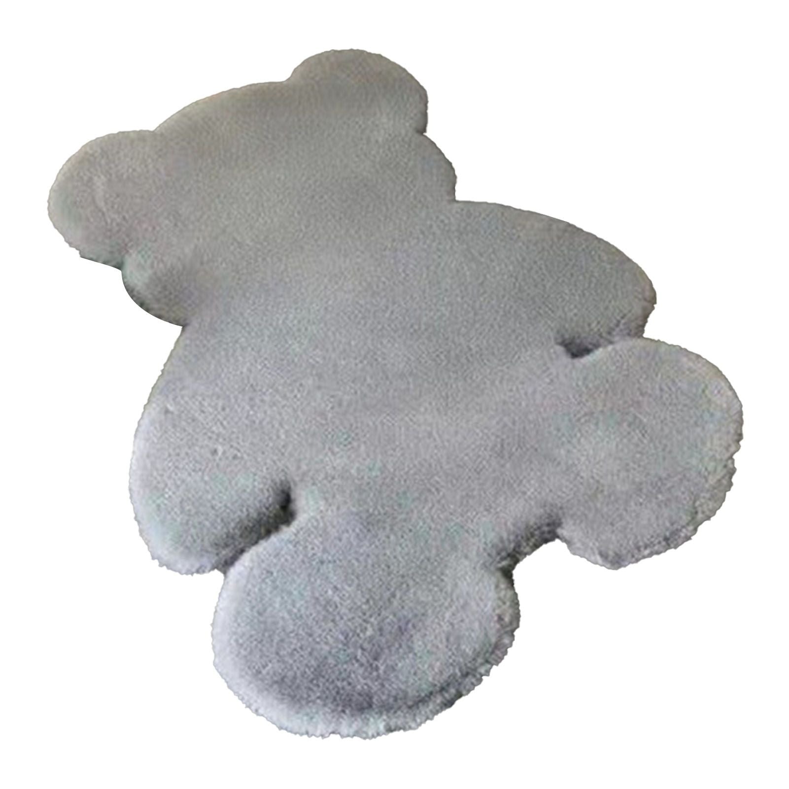 Cute Bedroom Rug Soft Bear Shaped Shaggy Floor Mat for Kids Teen Girls Room Floor Living Room Gray 45x60