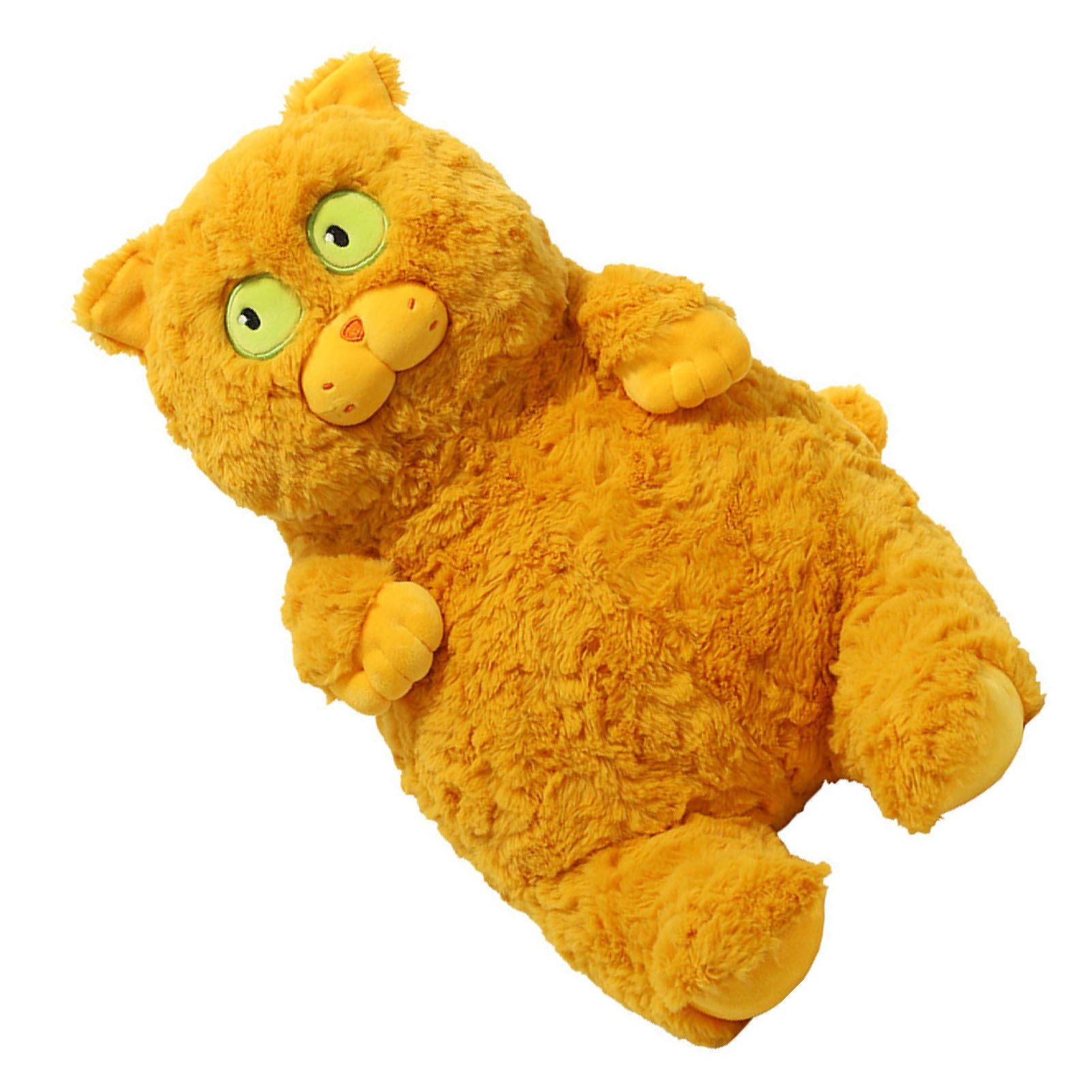 Cat Plush Toy Cute Soft Skin Friendly Fluffy Staring Short Plush Cat Hugging Sleeping Pillow for Home Brown