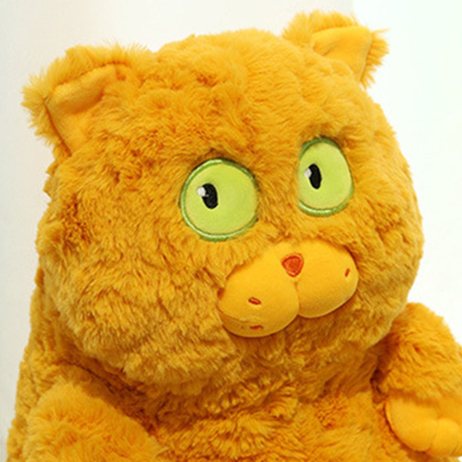 Cat Plush Toy Cute Soft Skin Friendly Fluffy Staring Short Plush Cat Hugging Sleeping Pillow for Home Brown
