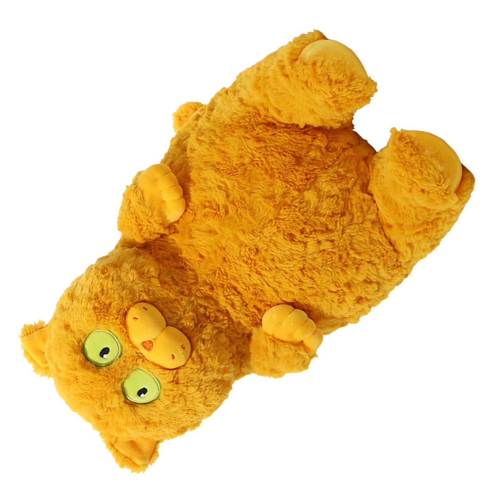 Cat Plush Toy Cute Soft Skin Friendly Fluffy Staring Short Plush Cat Hugging Sleeping Pillow for Home Brown