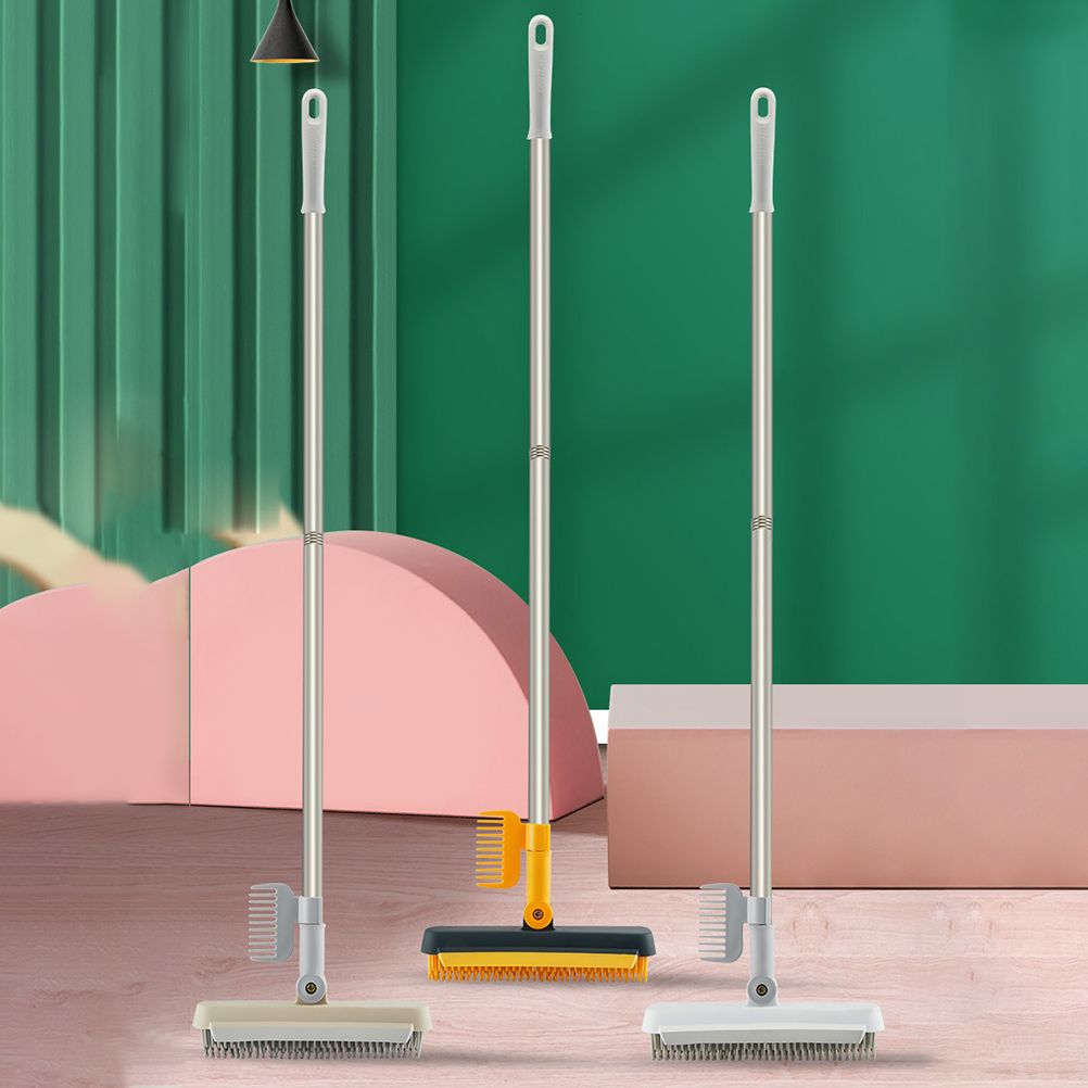 2 in 1 Floor Brush Scrub Brush Cleaning Brush with Adjustable Long Handle Bathroom Kitchen Floor Crevice Cleaning Brush
