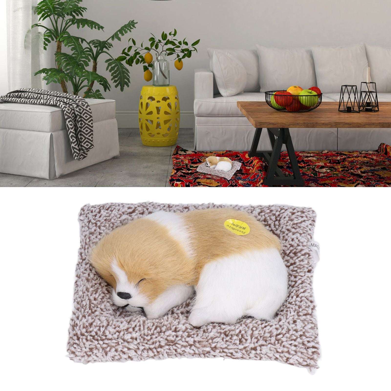 Realistic Sleeping Dog Adorable Sleeping Puppy Children Toys Decorations Gifts for Boys GirlsDirt White Block Nap Dog