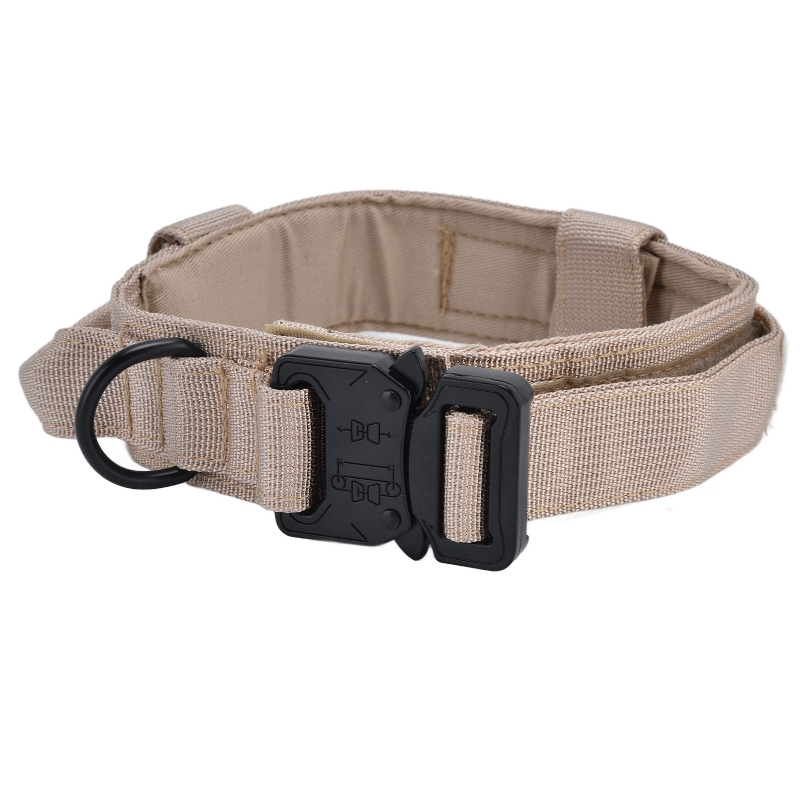 Traction Dog Collar with Buckle Nylon Iron Training Hunting Collar Pet Accessory for OutdoorKhaki XL