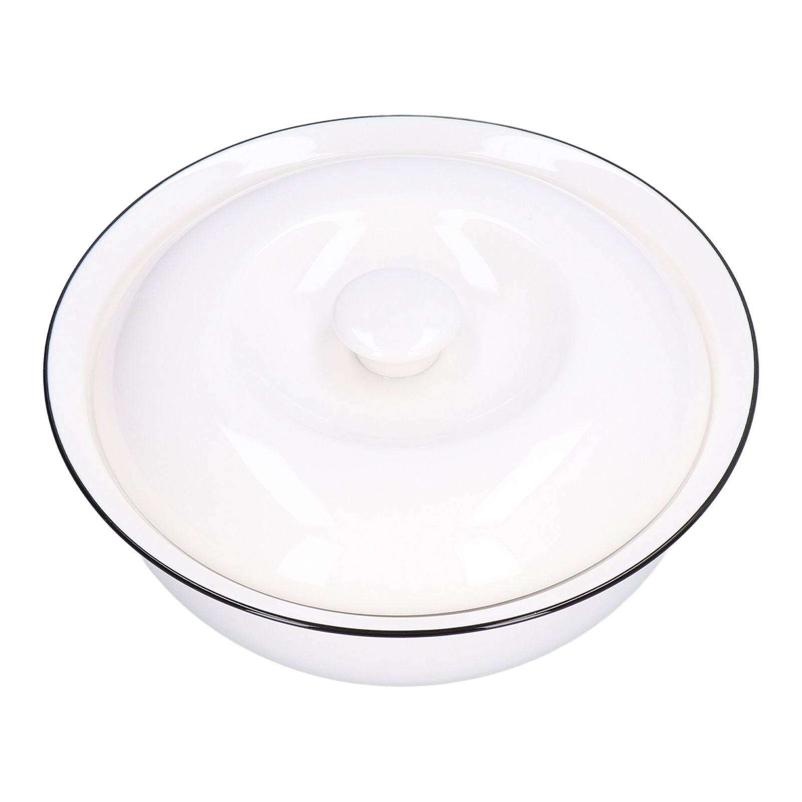 9in Soup Bowl with Lid Large Capacity 1500ml Stew Bowl Harmless White Ceramic Kitchen Bowl