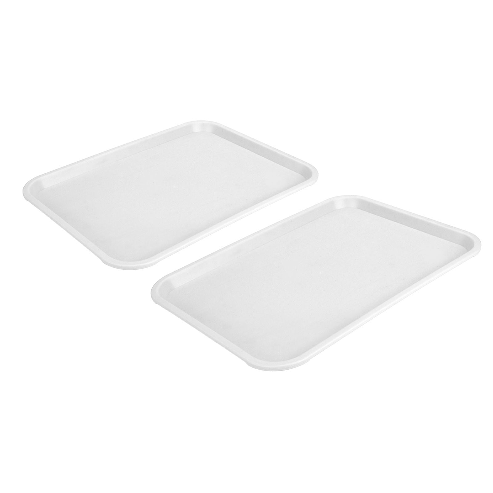2pcs Food Tray Multifunctional Thickened Slip Resistance Chinese Fast Food Serving Tray for Dining Hall RestaurantsWhite