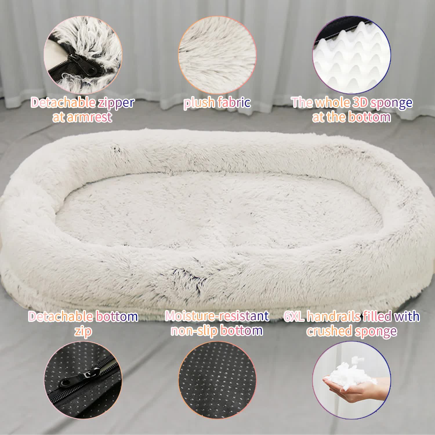 Fluffy Donut-Shaped Pet Bed- Soft, Cozy, and Anti-Anxiety for Dogs and Cats, Machine Washable cyan blue Size:S 60*50*18cm