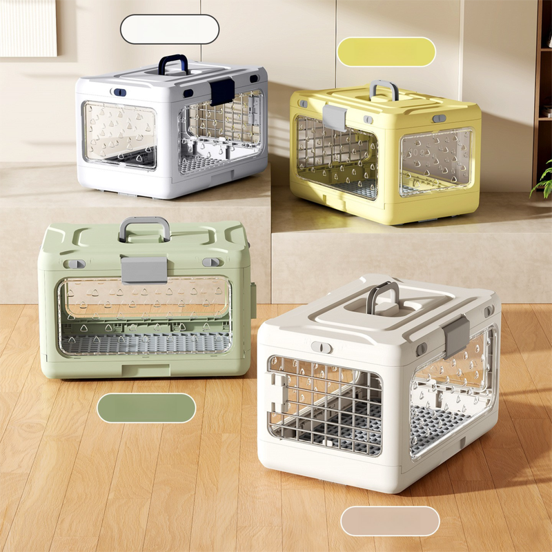 Blue Premium Foldable Pet Carrier Crate - Breathable Aviation Travel Box for Cats & Small Dogs up to 10kg - Portable Car & Flight Transport Case