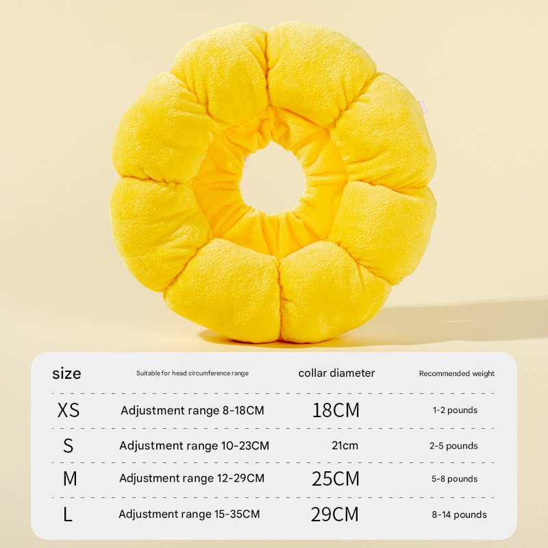 3-Pcs Soft Yellow Sunflower Elizabethan Collar Adjustable Pet Cone for Cats and Small Dogs Anti-Bite Recovery Neck Pillow(S)