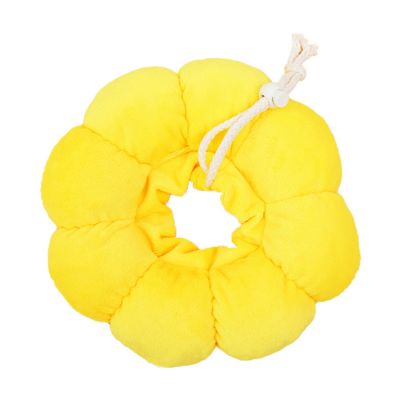 3-Pcs Soft Yellow Sunflower Elizabethan Collar Adjustable Pet Cone for Cats and Small Dogs Anti-Bite Recovery Neck Pillow(M)