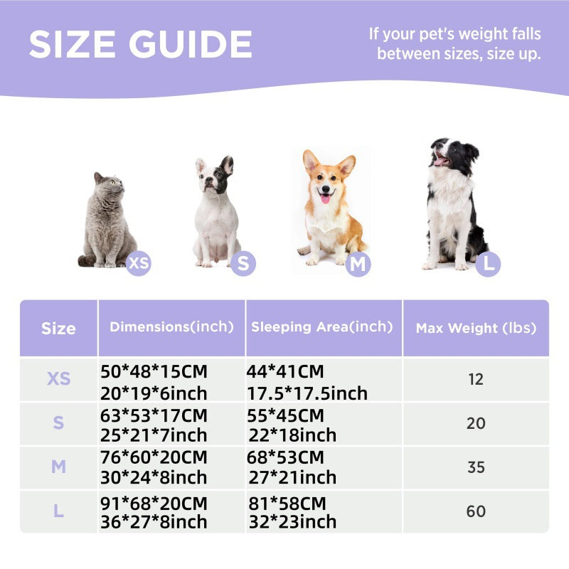50x48x15 CM Cute Square Plush Pet Bed with Removable Cover & 5 Bolsters Support - Green Daisies Machine Washable Calming Dog & Cat Sofa