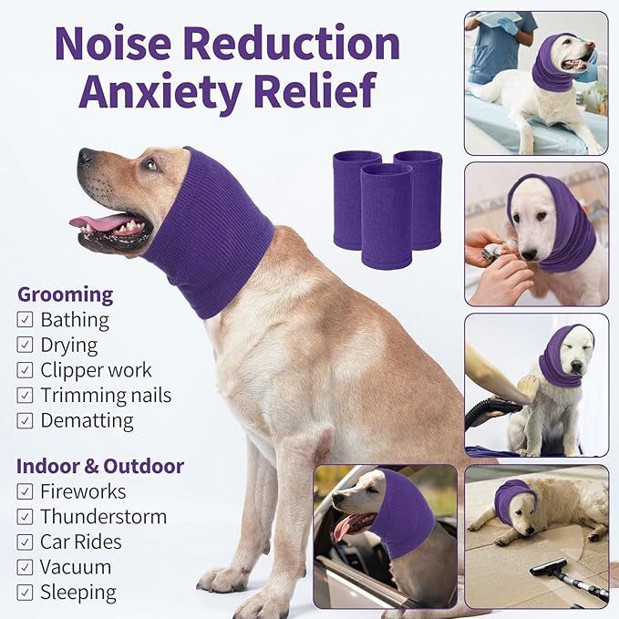 3-Pack Blue Instant Calming Dog Warm Hoods and Ear Covers (S Size) - Anxiety Relief Noise Reduction & Grooming Support, Breathable Full-Head Protection