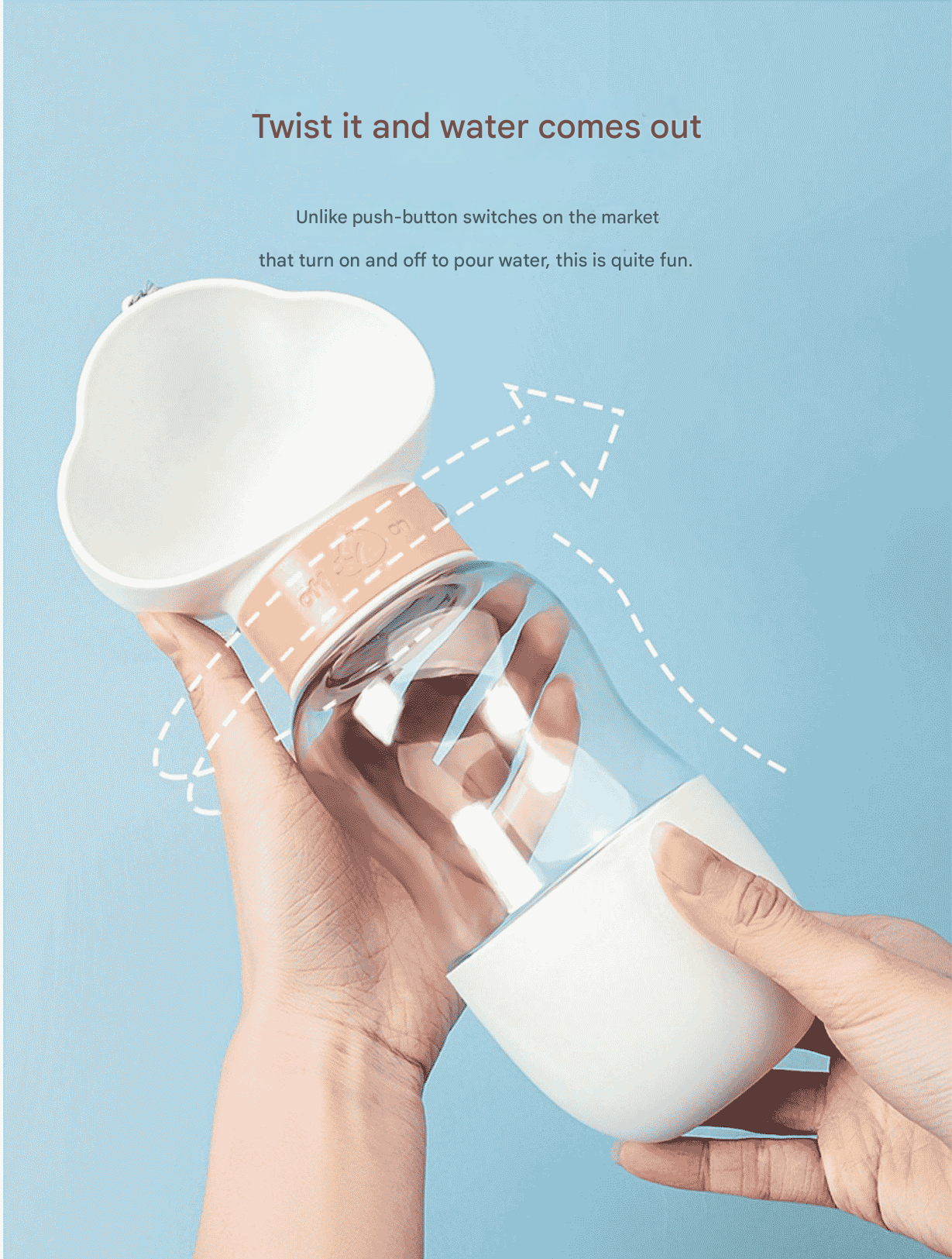 White 600ml Portable Dog Water Bottle - Leak-Proof Pet Travel Water Dispenser, Cloud-Shaped Drinking Bowl, Twist-to-Dispense Design, BPA-Free HIPS/PET Material for Walking Hiking Travel