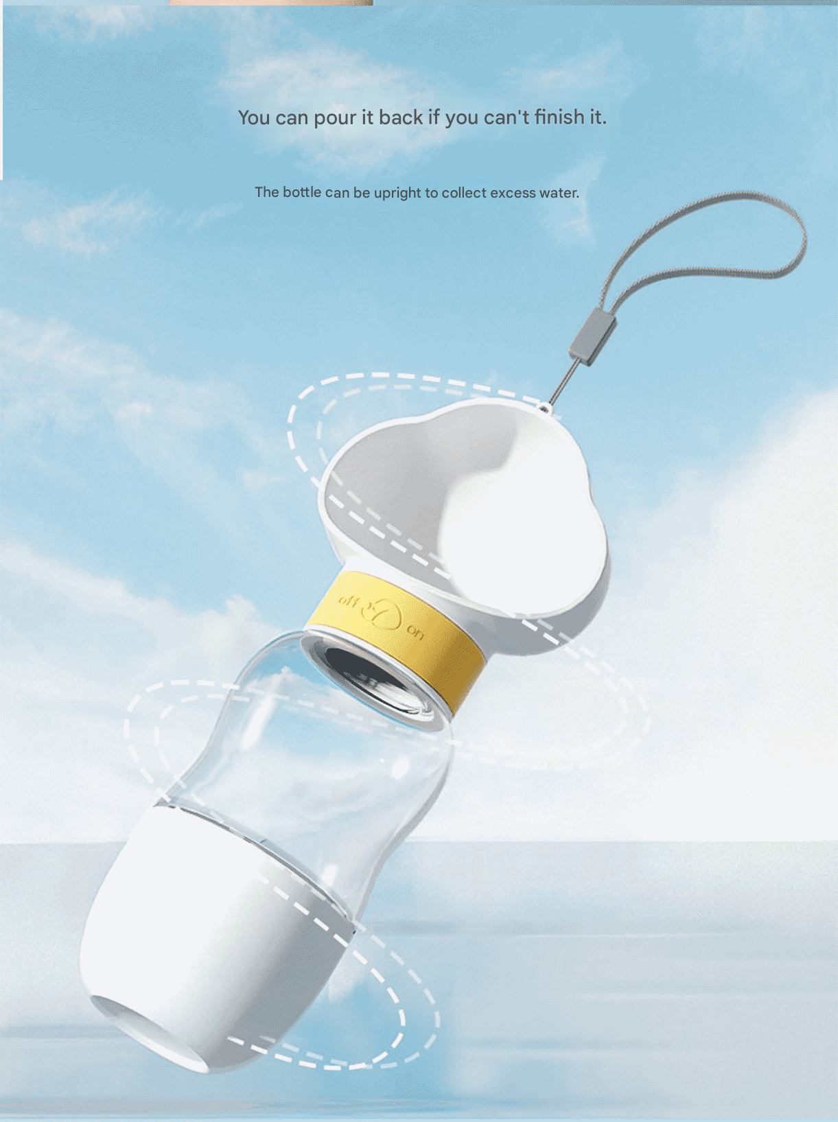 Yellow 350ml Portable Dog Water Bottle - Leak-Proof Pet Travel Water Dispenser, Cloud-Shaped Drinking Bowl, Twist-to-Dispense Design, BPA-Free HIPS/PET Material for Walking Hiking Travel