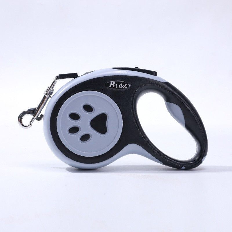 Black Automatic Retractable Dog Leash - 5M Extendable Lead with One-Handed Brake Lock - ABS Casing, Ergonomic Grip, Tangle-Free Nylon Tape, Outdoor Walking Essential