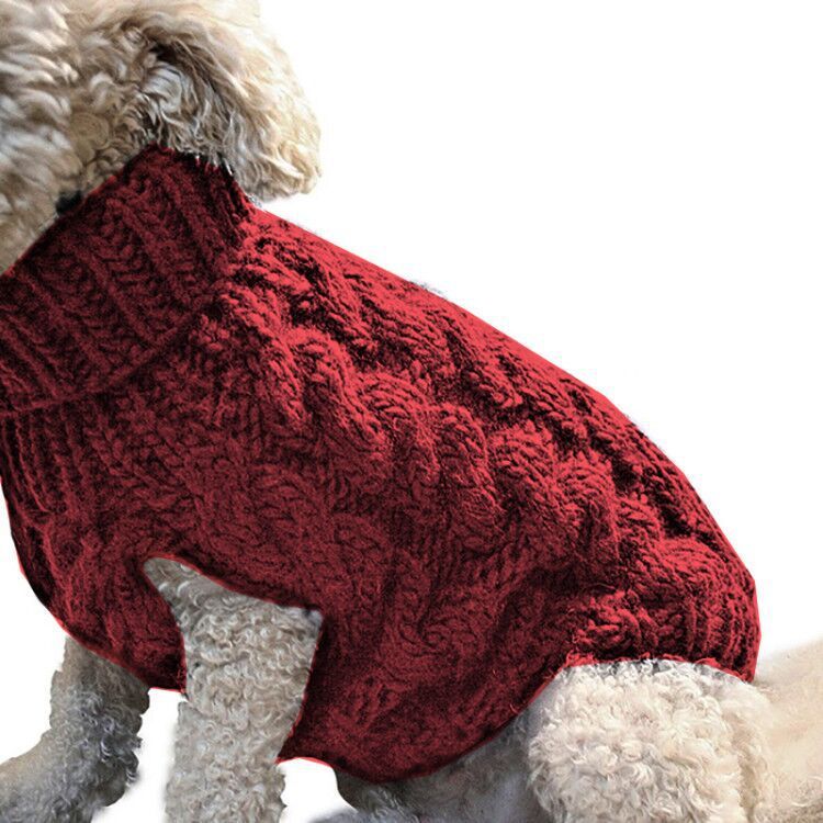 Red XL size Cosy Cable Knit Dog Jumper - Warm Winter Pet Clothing, Soft High Neck Design, Small to Medium Dogs, Easy Wear Pullover Style, Ideal for Chilly Evenings and Outdoor Walks