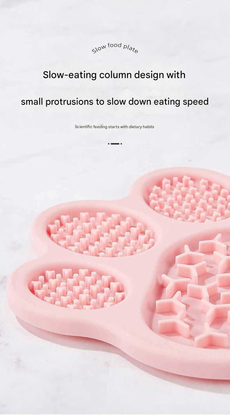 Pink Silicone Slow Feeder Lick Mat for Dogs and Cats - Paw Shaped Non Slip Pet Bowl with Suction Cups - BPA Free, Dishwasher Safe, Freezer Safe, Anxiety Relief, Easy Clean, 20x17cm - Pink, Brown, Yellow