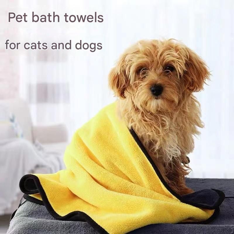 3-piece Dog Rainy Day Care Set with Yellow XL size Waterproof Raincoat, 30x30cm Paw Towel and 70x140cm Pet Bath Towel, Quick-Dry Pet Rain Protection Kit for Small and Medium Dogs