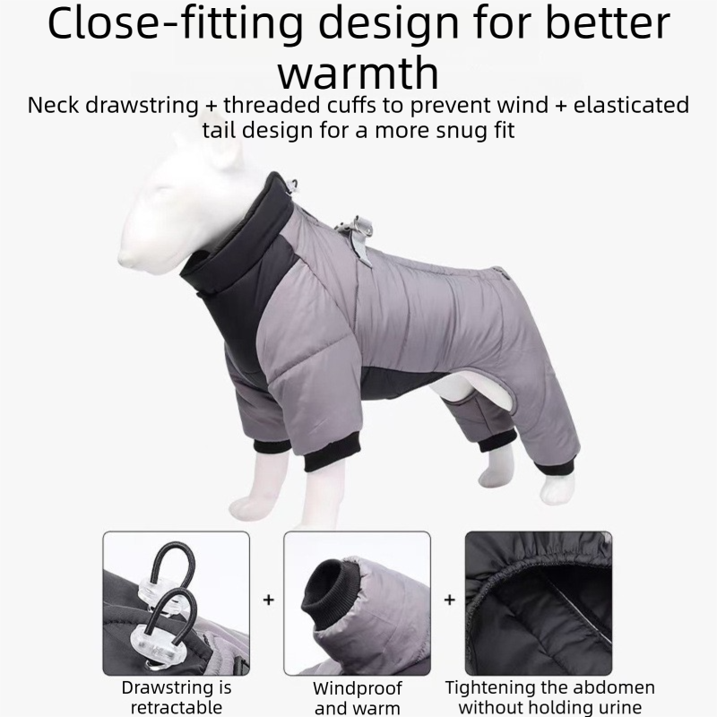 3-Piece Blue Winter Pet Outdoor Travel Set – blue m size Reflective Dog Puffer Jacket, blue 3m Retractable Leash & blue Portable Foldable Dog Bed