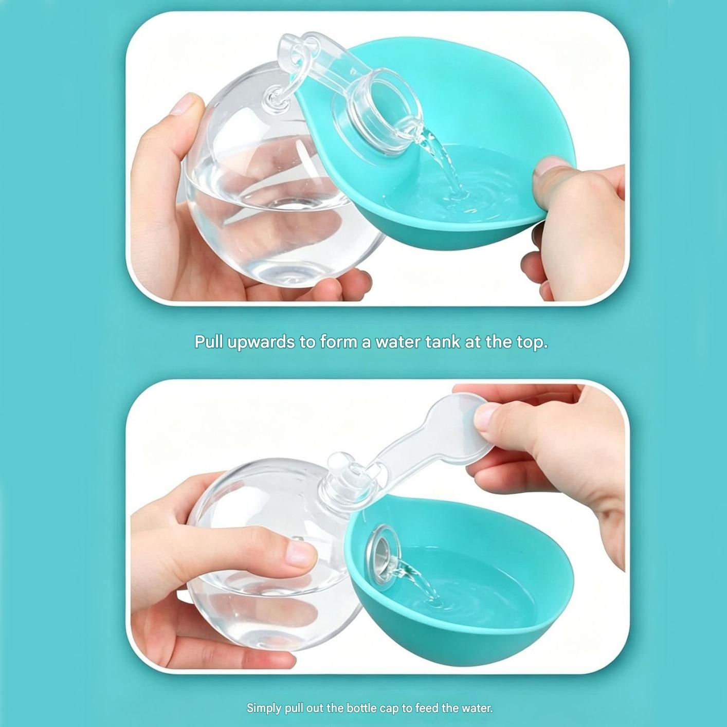Pink Portable Pet Water Bottle with Foldable Drinking Bowl, 285ml Travel Dog Water Dispenser for Walking Hiking and Outdoor Adventures