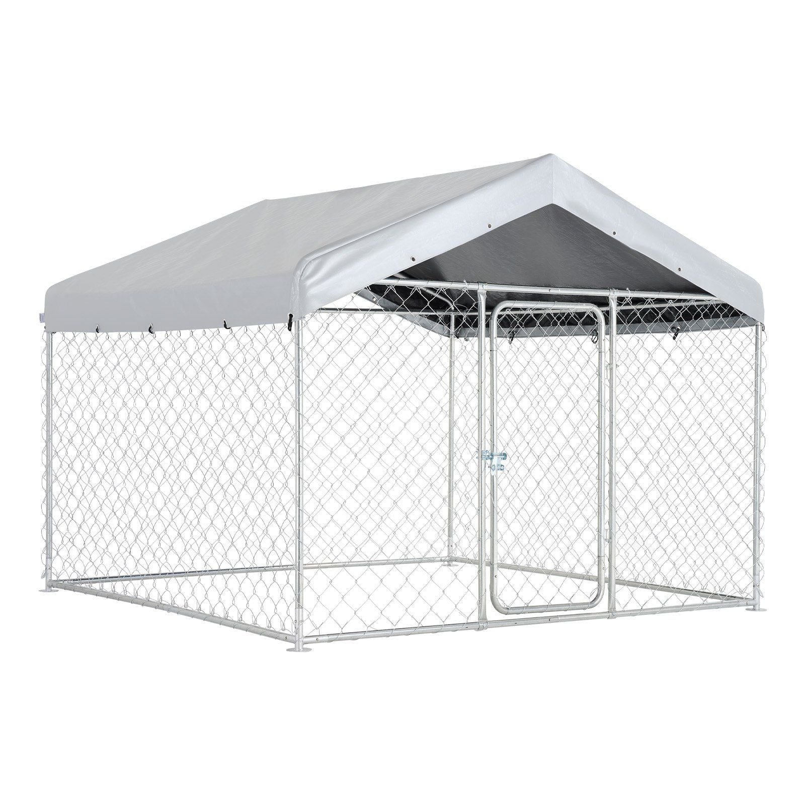 Outdoor Dog Kennel, 2 x 2 x 1.6 m Large Dog Kennel with Secure Lock, Outside Dogs Enclosures with UV-Resistant & Waterproof Roof Cover, Heavy Duty Pet Crate Cage Run for Large Dogs