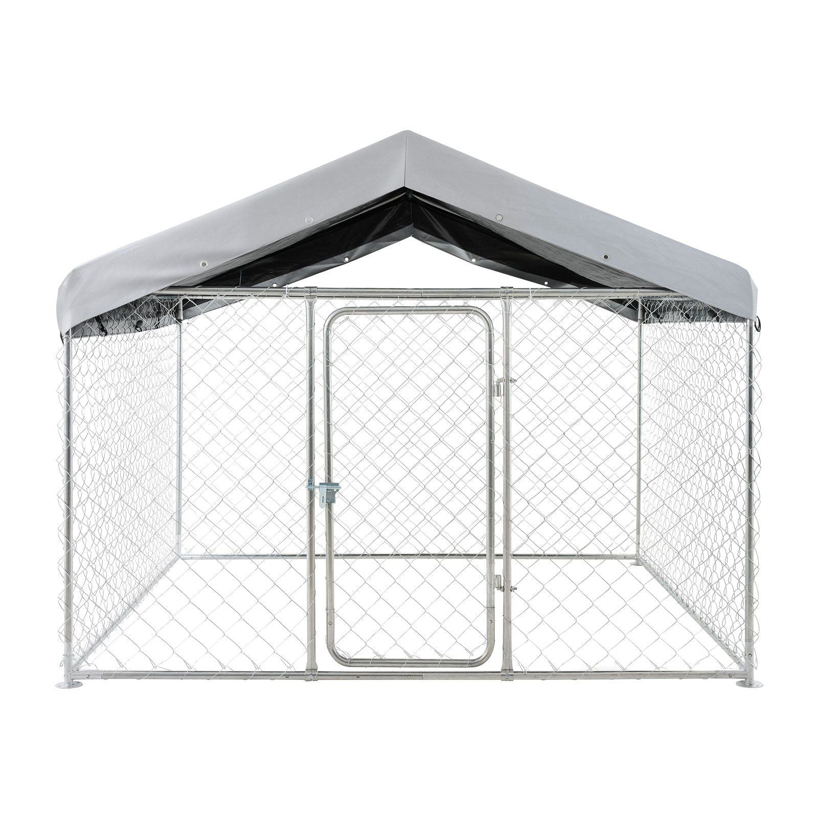 Outdoor Dog Kennel, 2 x 2 x 1.6 m Large Dog Kennel with Secure Lock, Outside Dogs Enclosures with UV-Resistant & Waterproof Roof Cover, Heavy Duty Pet Crate Cage Run for Large Dogs