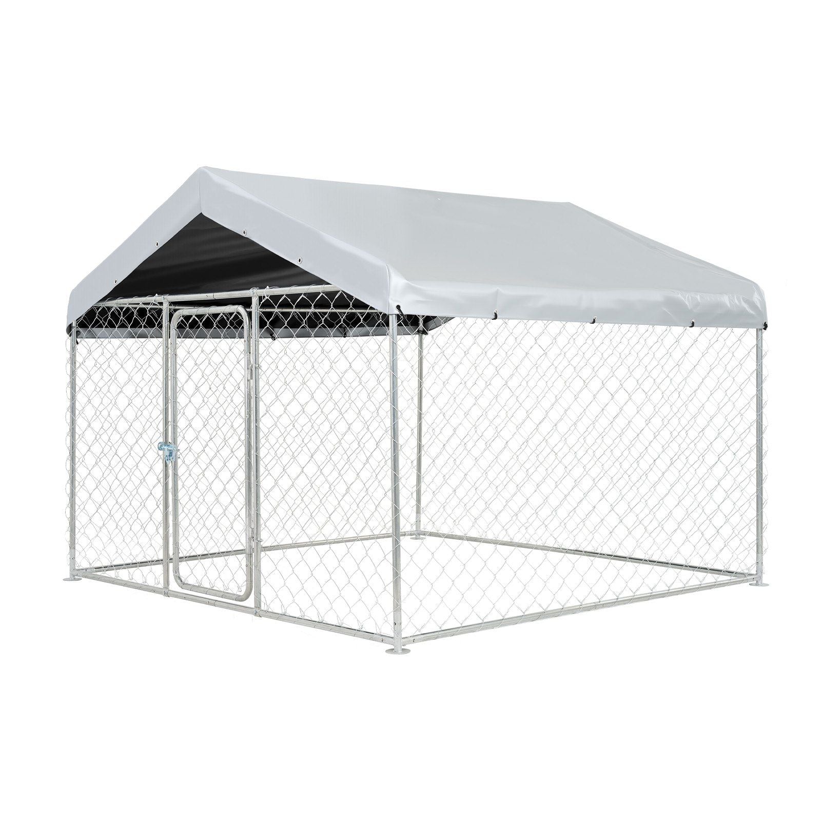 Outdoor Dog Kennel, 2 x 2 x 1.6 m Large Dog Kennel with Secure Lock, Outside Dogs Enclosures with UV-Resistant & Waterproof Roof Cover, Heavy Duty Pet Crate Cage Run for Large Dogs