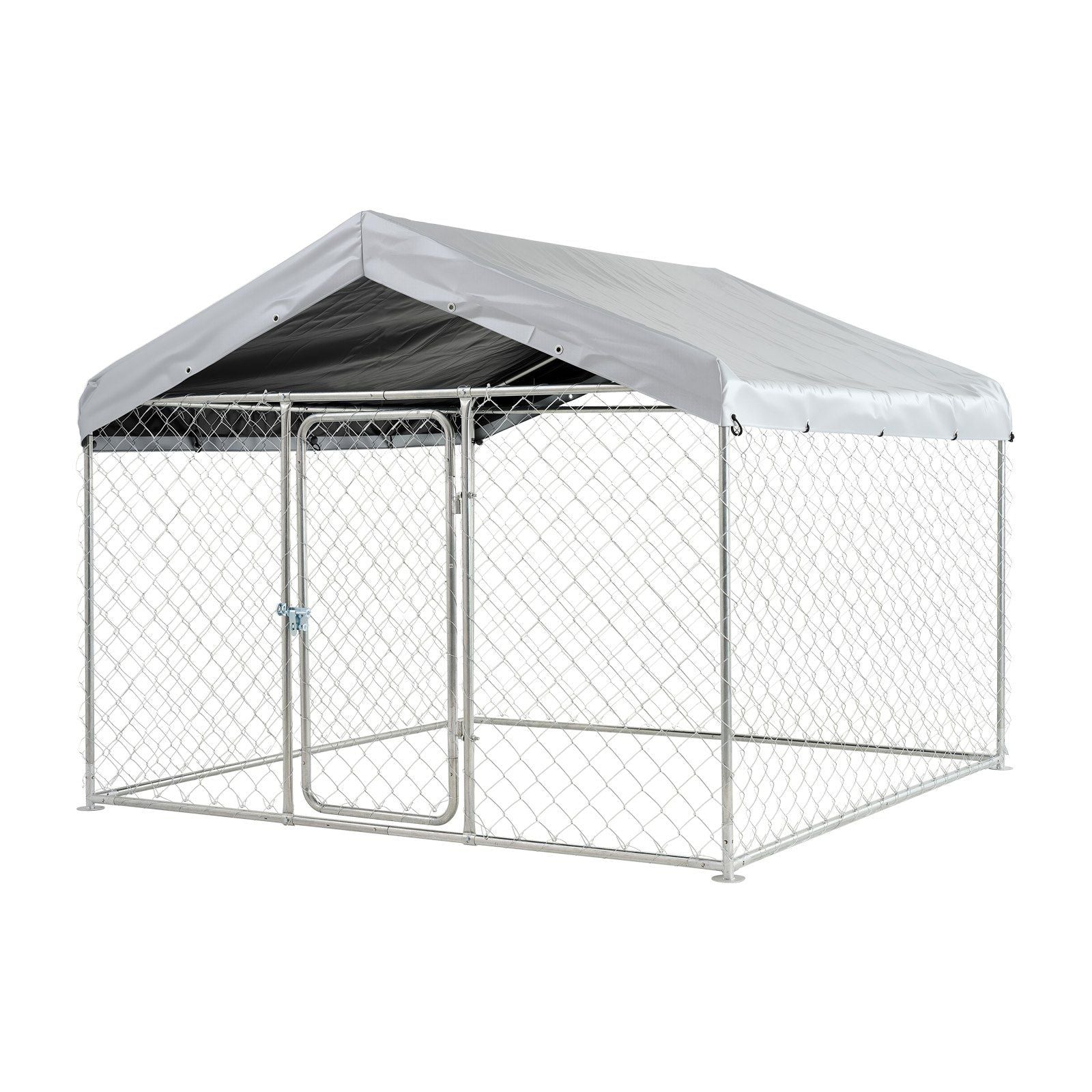 Outdoor Dog Kennel, 2 x 2 x 1.6 m Large Dog Kennel with Secure Lock, Outside Dogs Enclosures with UV-Resistant & Waterproof Roof Cover, Heavy Duty Pet Crate Cage Run for Large Dogs