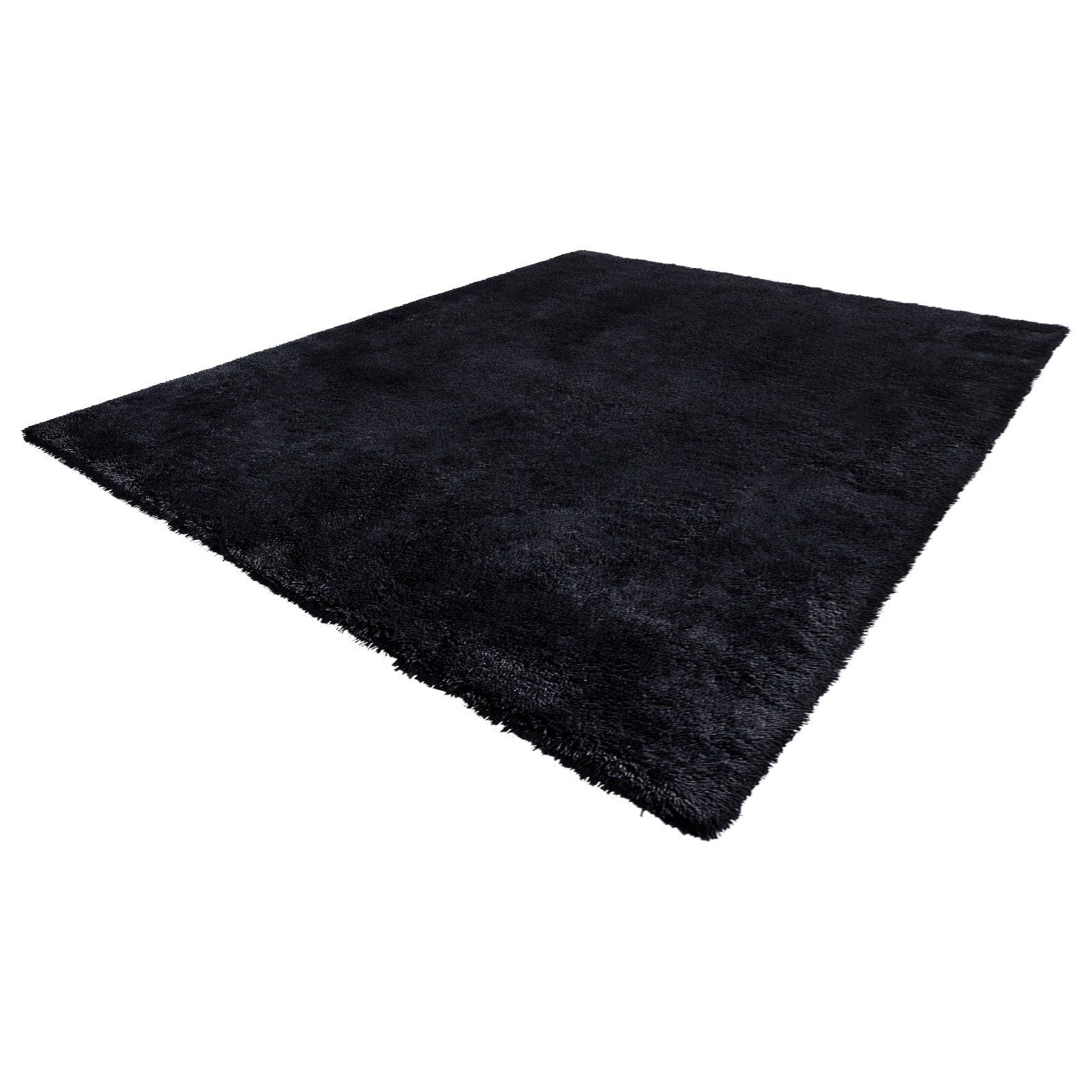 Indoor Plush Area Rugs, 2.44 x 3.05m Soft Plush Carpet, Furry Shag Area Rugs for Living Room, Bedroom, Sunroom, Modern Home Decor Aesthetic, Non-Shedding, Non-Woven, Slip-Resistant, Black