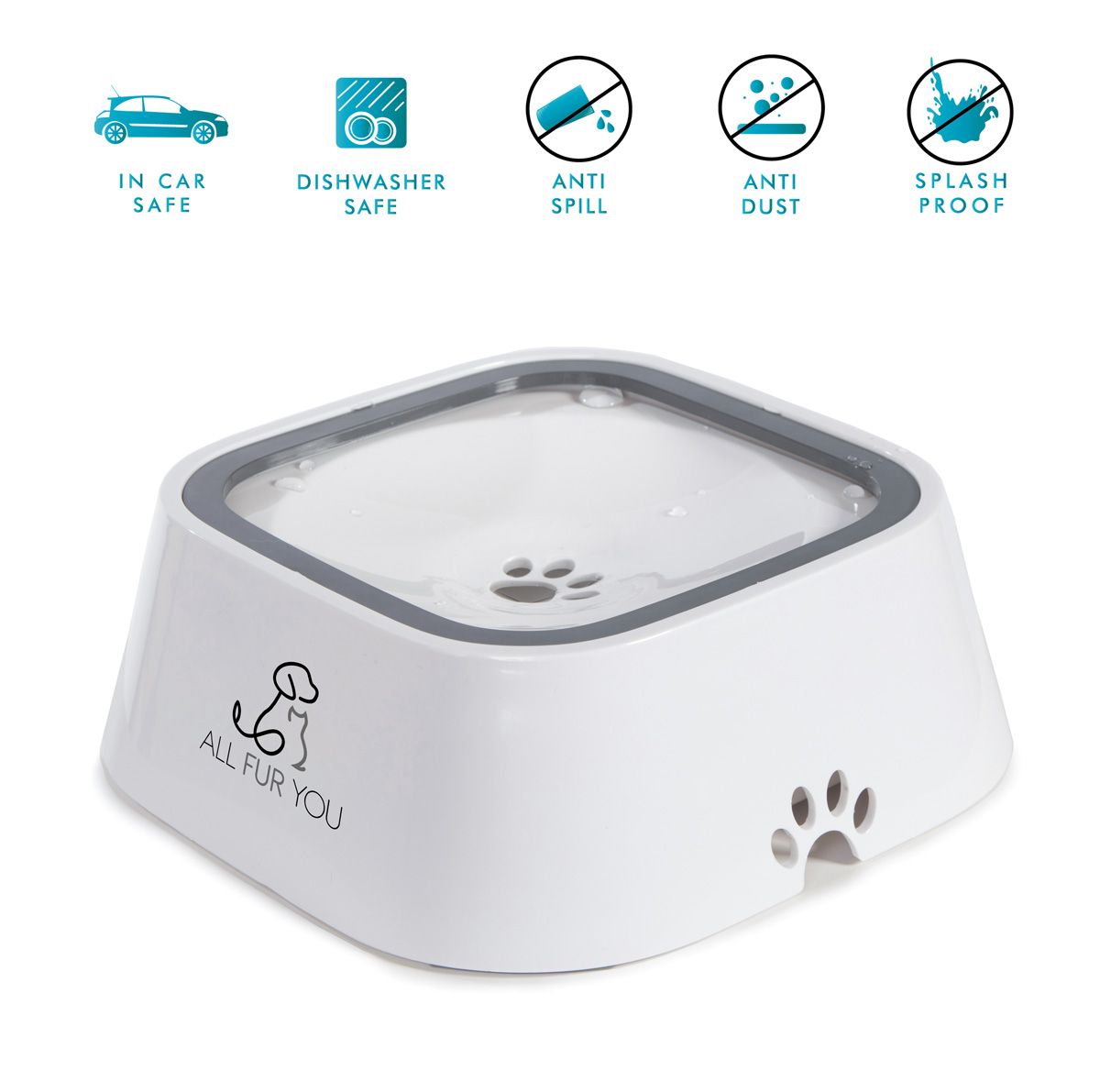 All Fur You Anti Splash Water Bowl (White)