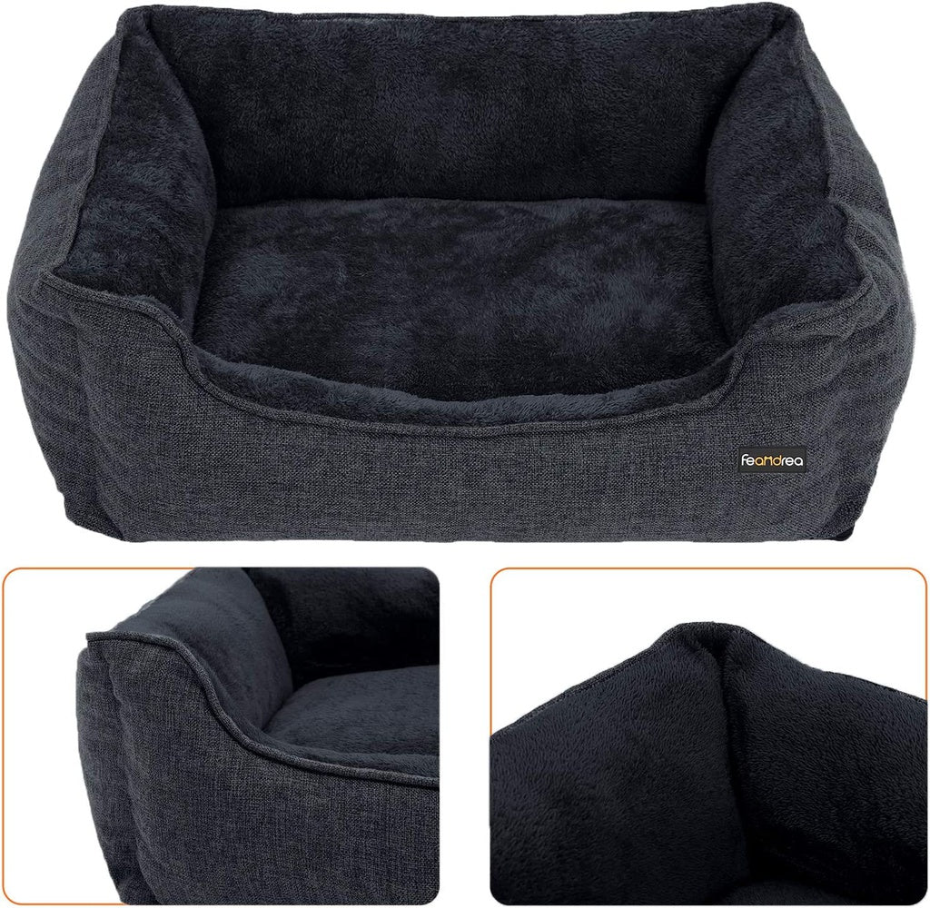 FEANDREA 90cm Dog Sofa Bed with Removable Washable Cover Dark Grey Petsby | Pet Essentials