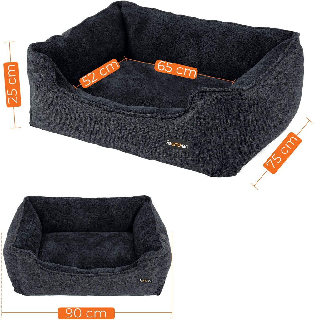 FEANDREA 90cm Dog Sofa Bed with Removable Washable Cover Dark Grey Petsby | Pet Essentials
