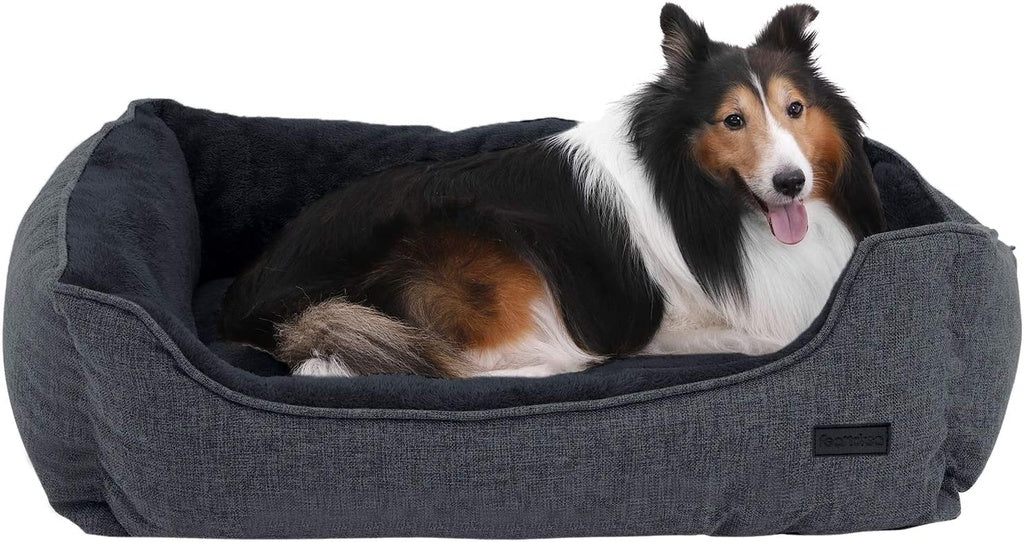 FEANDREA 90cm Dog Sofa Bed with Removable Washable Cover Dark Grey Petsby | Pet Essentials