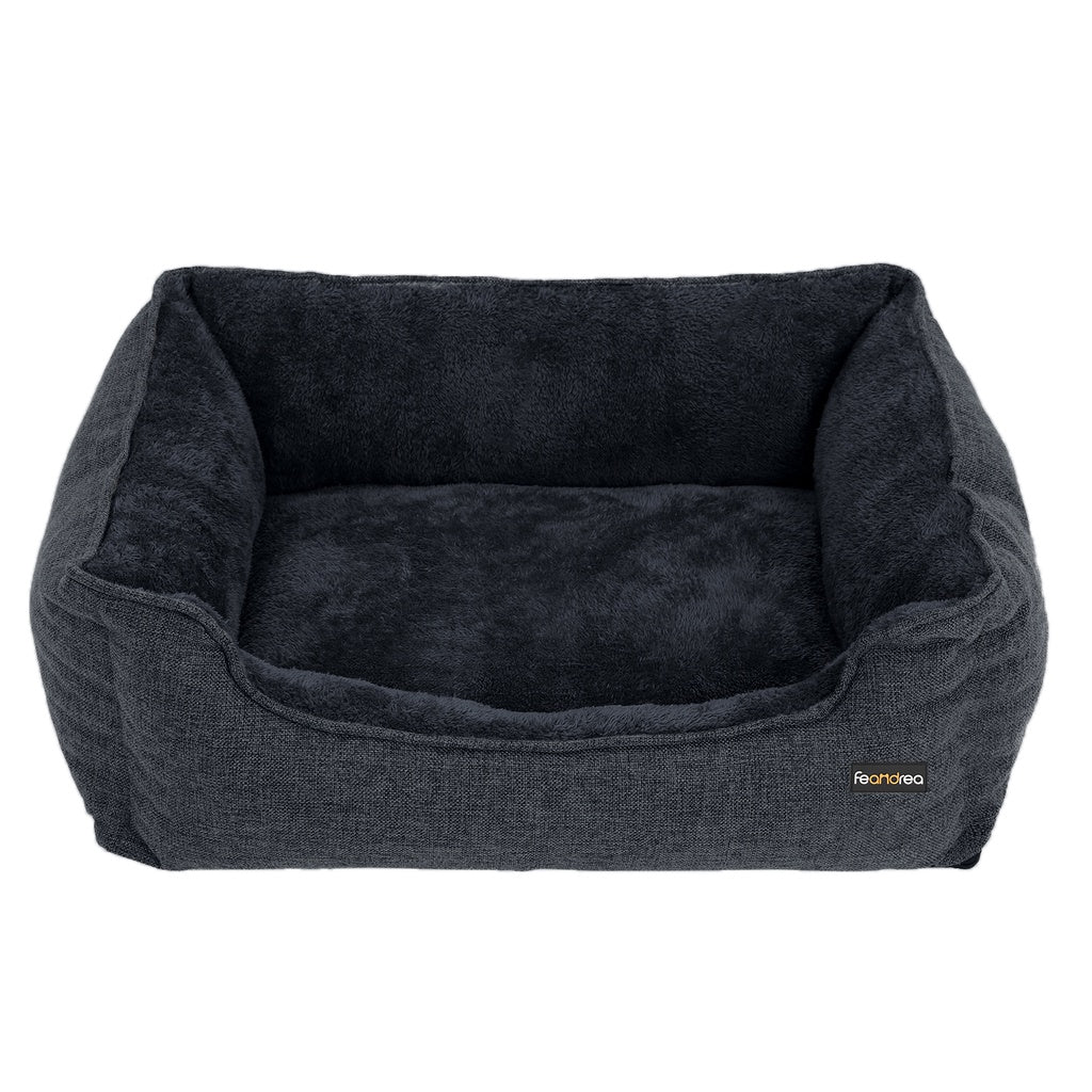 FEANDREA 90cm Dog Sofa Bed with Removable Washable Cover Dark Grey Petsby | Pet Essentials