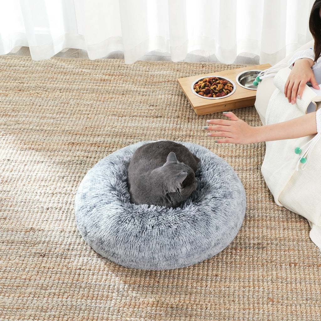 FEANDREA 50cm Dog Bed with Removable Washable Cover Grey Petsby | Pet Essentials