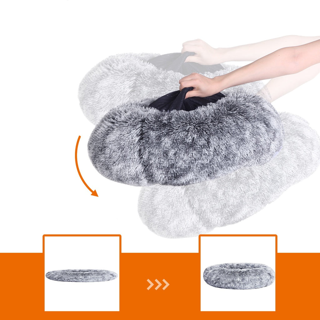 FEANDREA 50cm Dog Bed with Removable Washable Cover Grey Petsby | Pet Essentials
