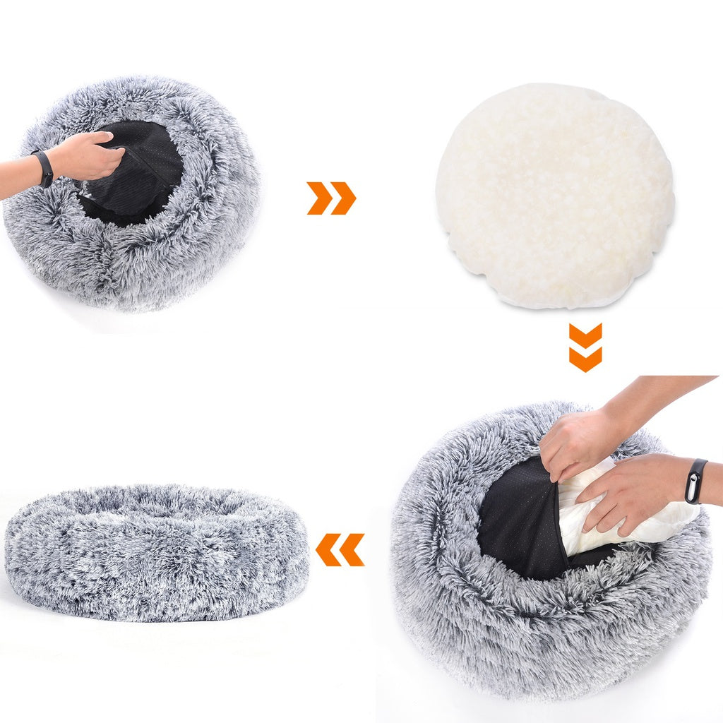 FEANDREA 50cm Dog Bed with Removable Washable Cover Grey Petsby | Pet Essentials