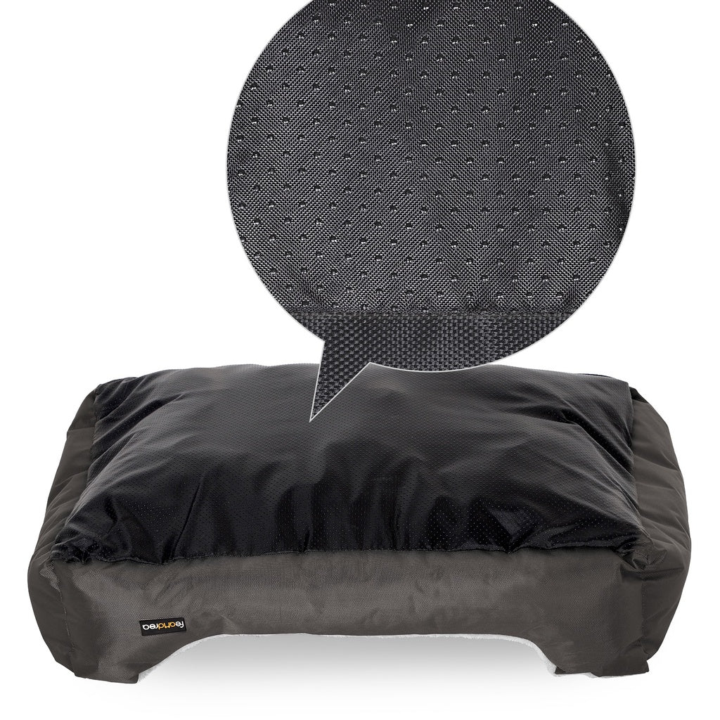 FEANDREA 70cm Dog Bed Reversible Cushion Dark Grey Petsby | Pet Essentials