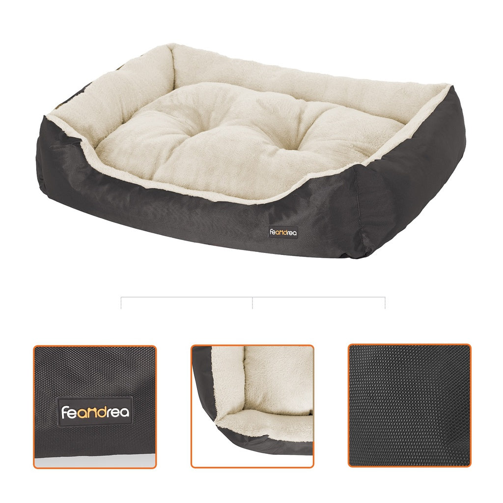 FEANDREA 70cm Dog Bed Reversible Cushion Dark Grey Petsby | Pet Essentials