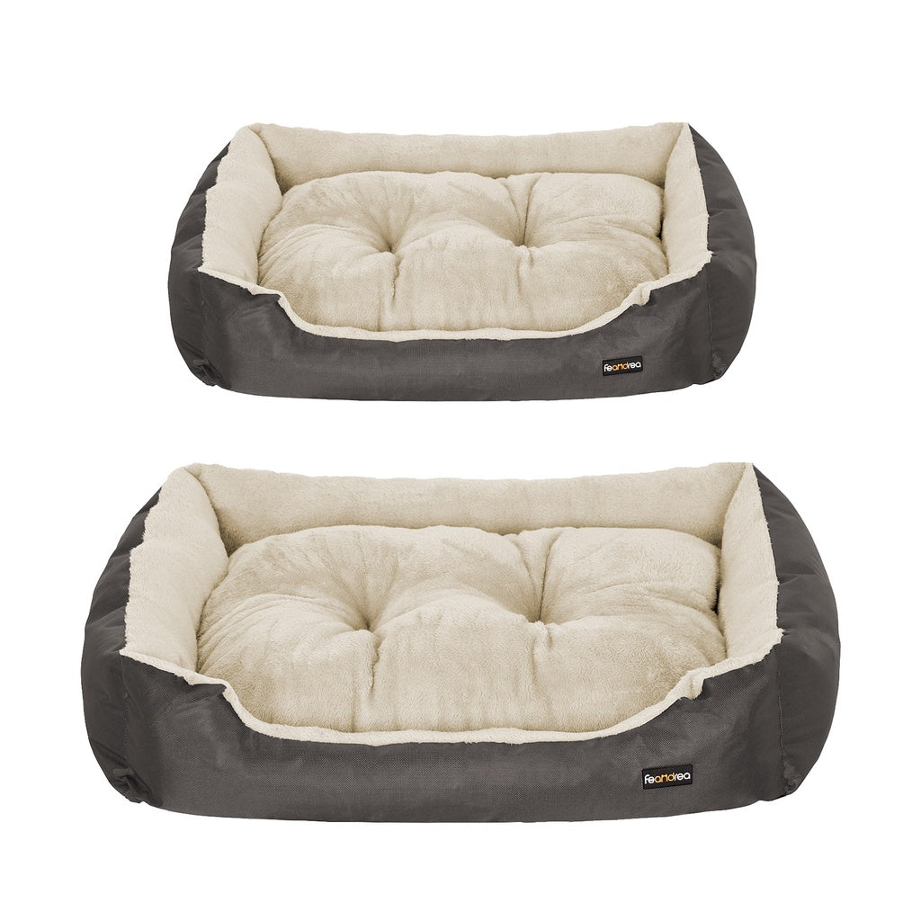 FEANDREA 70cm Dog Bed Reversible Cushion Dark Grey Petsby | Pet Essentials