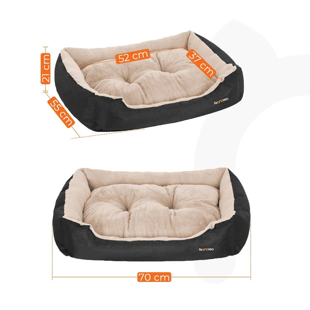 FEANDREA 70cm Dog Bed Reversible Cushion Dark Grey Petsby | Pet Essentials