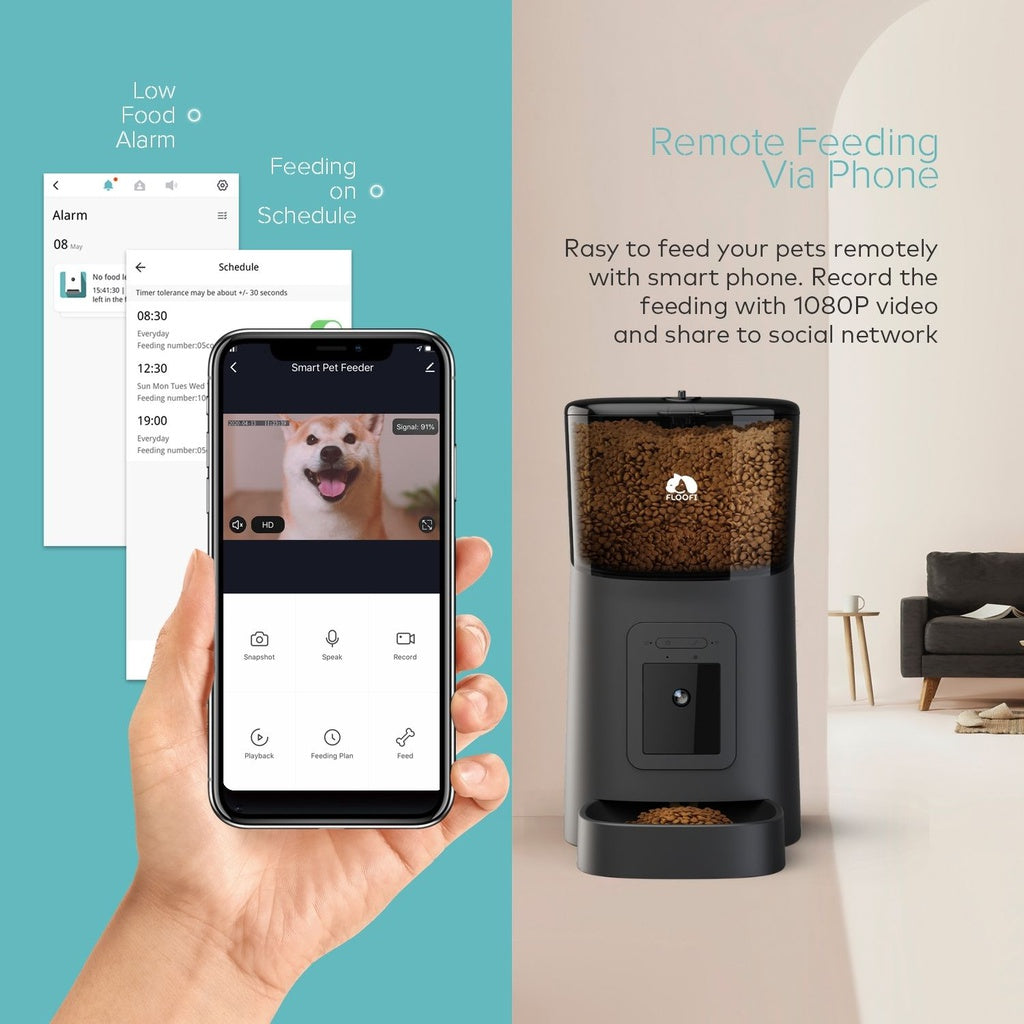 Floofi Smart Pet Feeder with Camera - Black