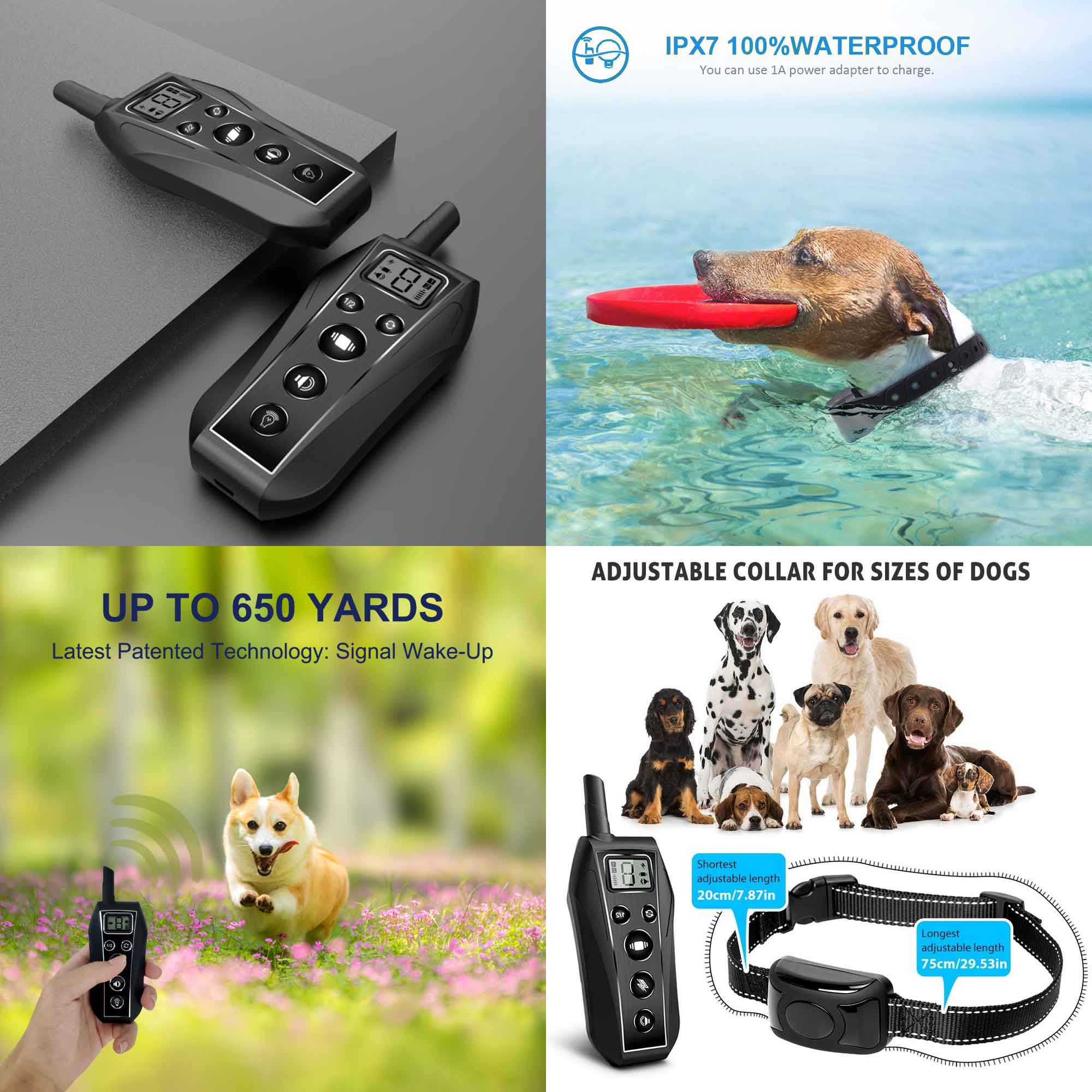 Dog Bark Collar - 1x 600m Range Reciever Vibration IPX7 Waterproof Training Aid