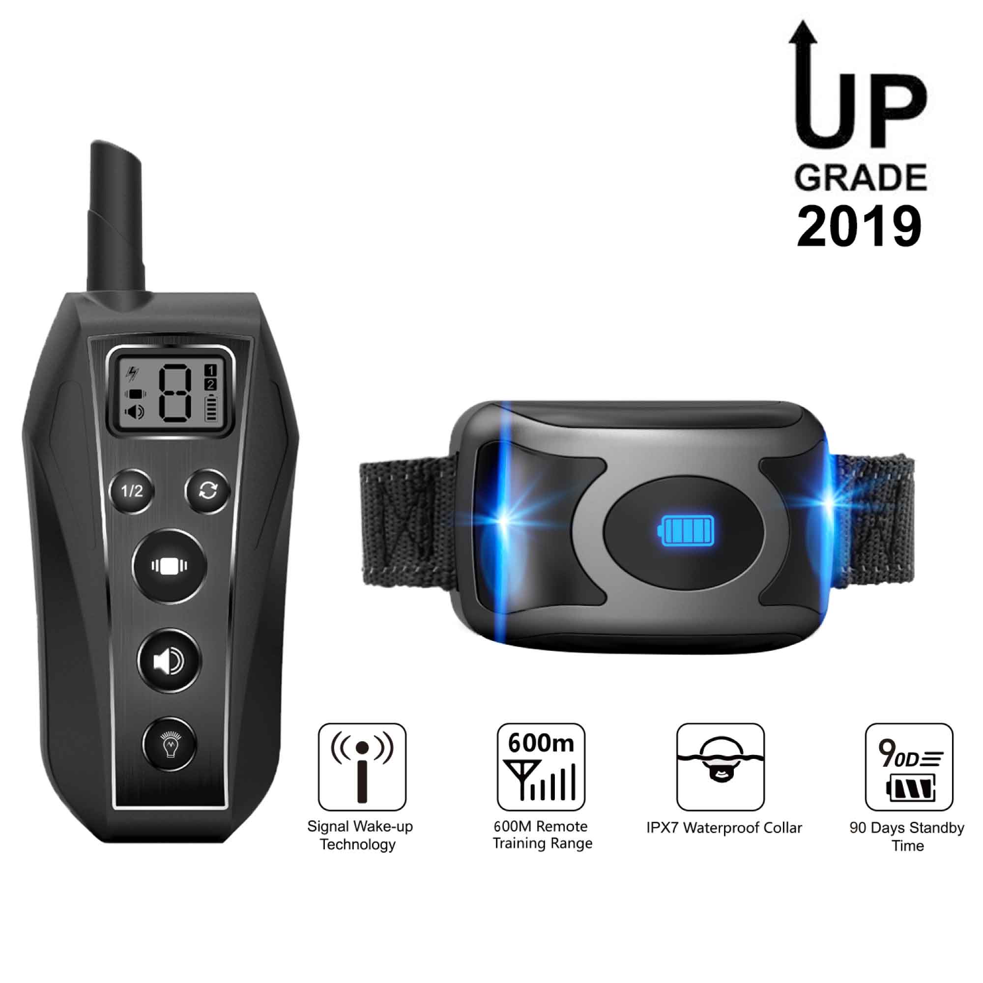 Dog Bark Collar - 2x 600m Range Recievers Vibration IPX7 Waterproof Training Aid