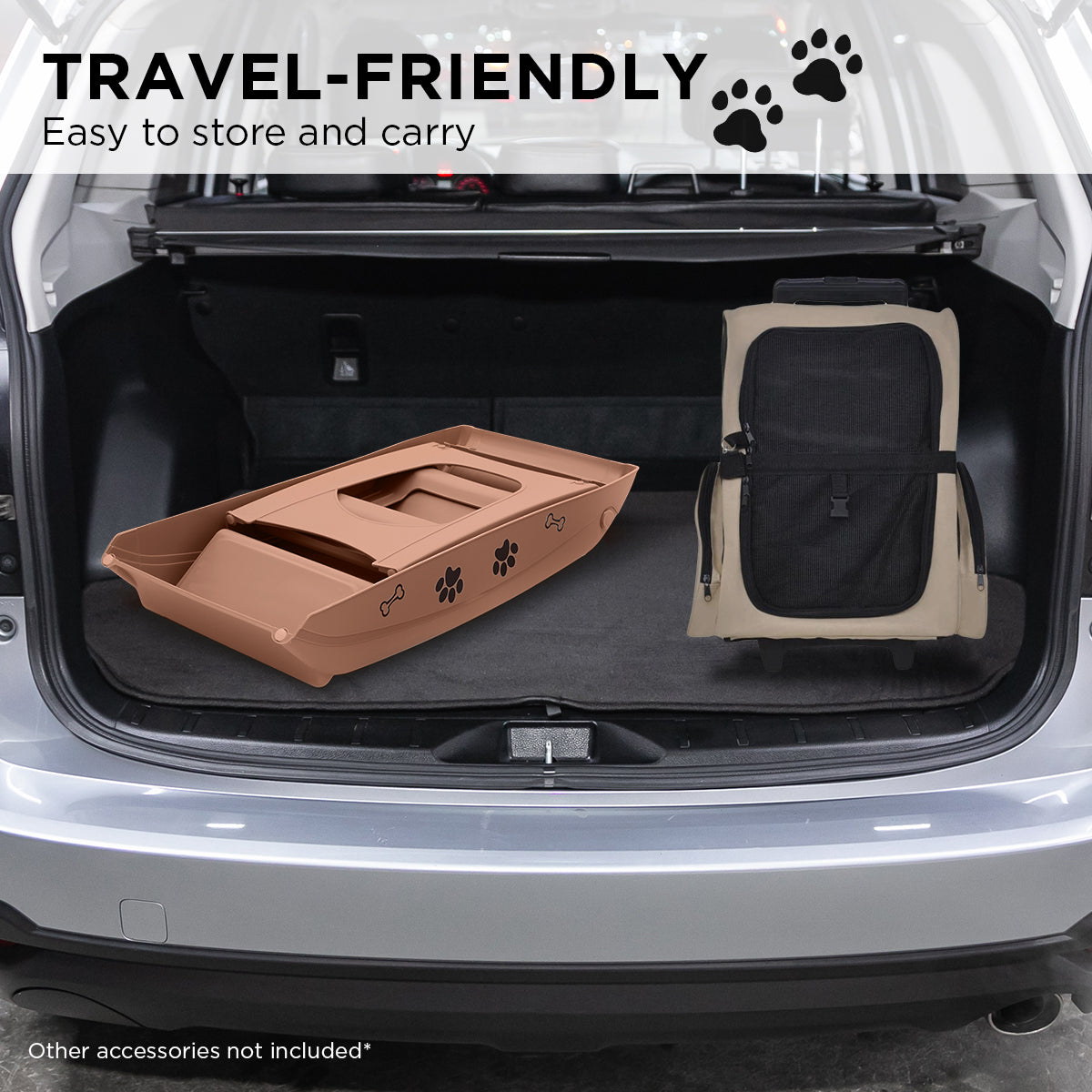 Furtastic 50cm Foldable Step Ladder Stairs - Brown Petsby | Pet Essentials