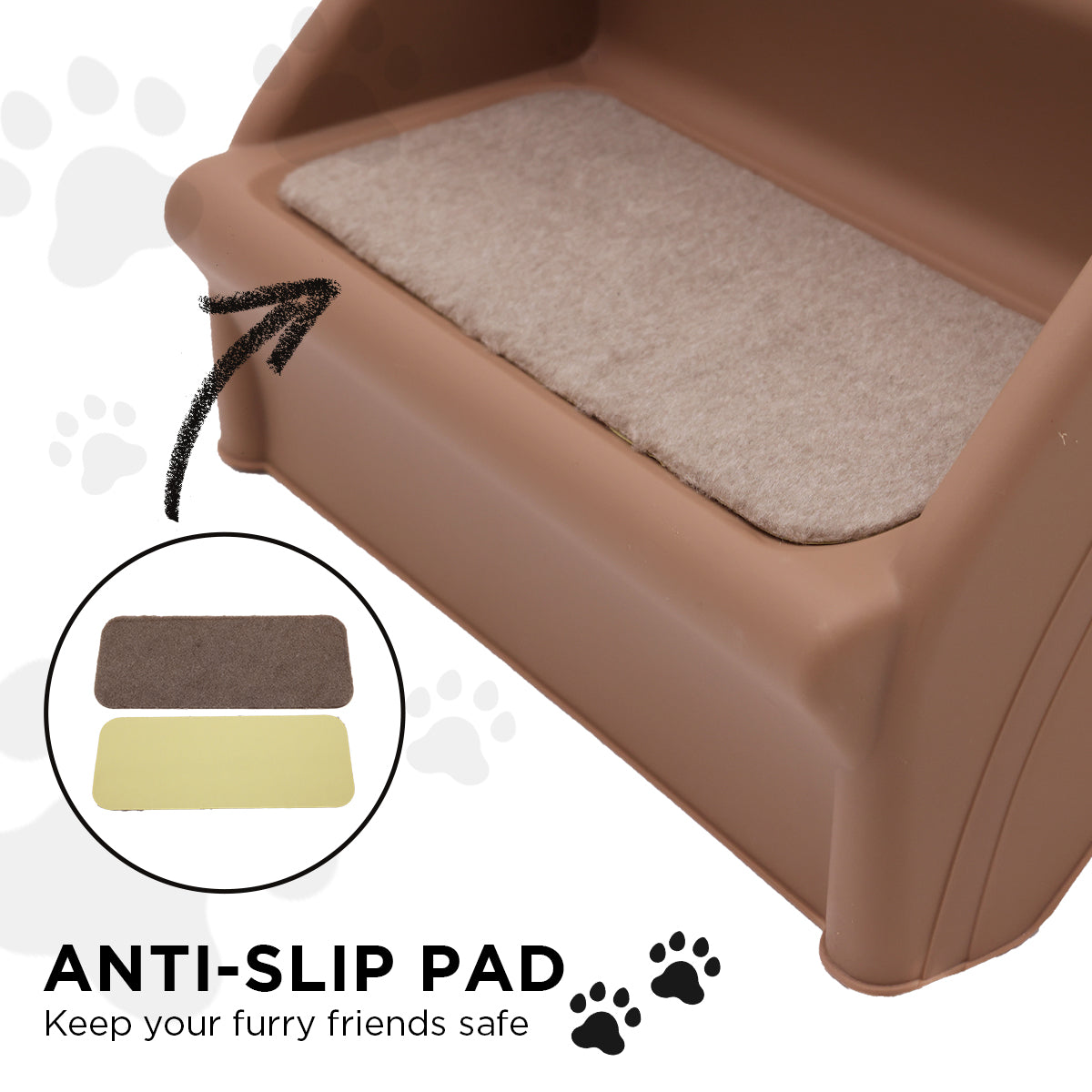 Furtastic 50cm Foldable Step Ladder Stairs - Brown Petsby | Pet Essentials