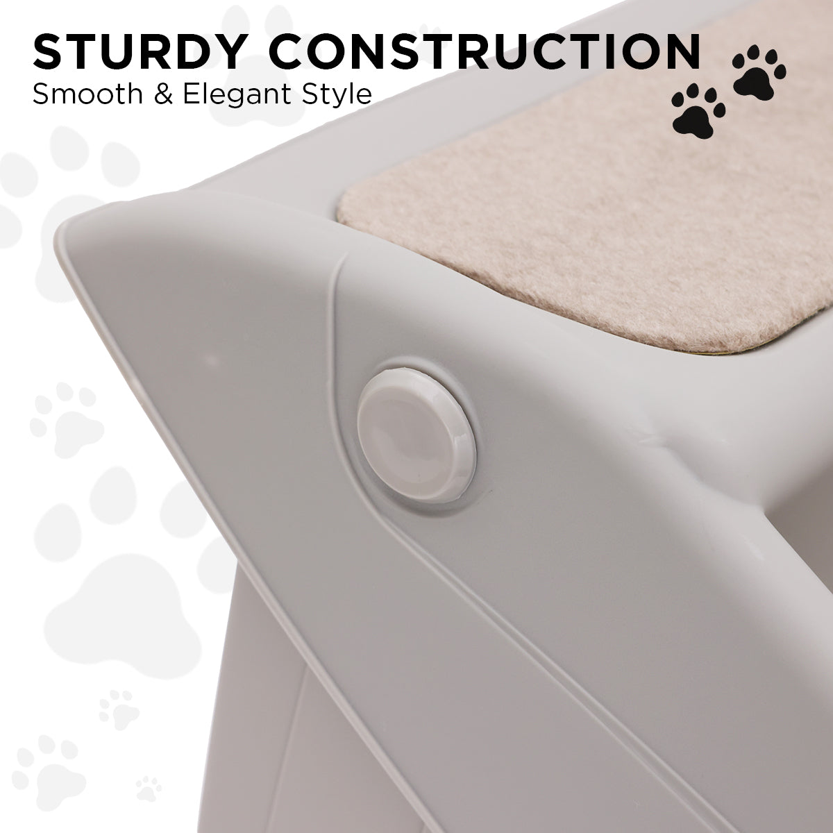 Furtastic Foldable Pet Stairs in Grey - 50cm Dog Ladder Cat Ramp with Petsby | Pet Essentials