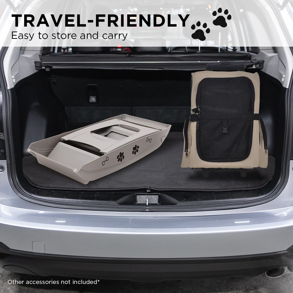 Furtastic Foldable Pet Stairs in Grey - 50cm Dog Ladder Cat Ramp with Petsby | Pet Essentials